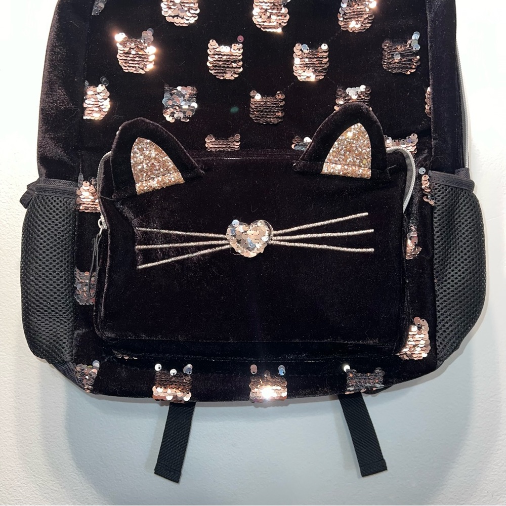 Cat Velvet Backpack Daypack Portable Shoulder Bag Rose Gold Details - Picture 2 of 8